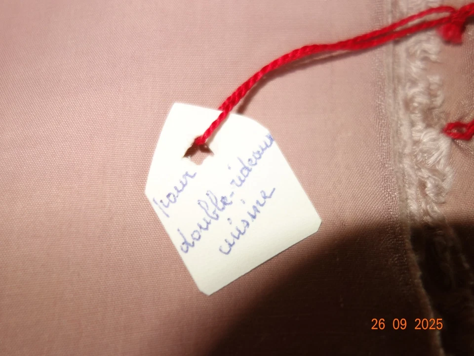 COUPON TISSU ANCIEN  VIEUX ROSE 3mx 1,40m  COTON ? DOUBLE  RIDEAUX - Photo 3/4