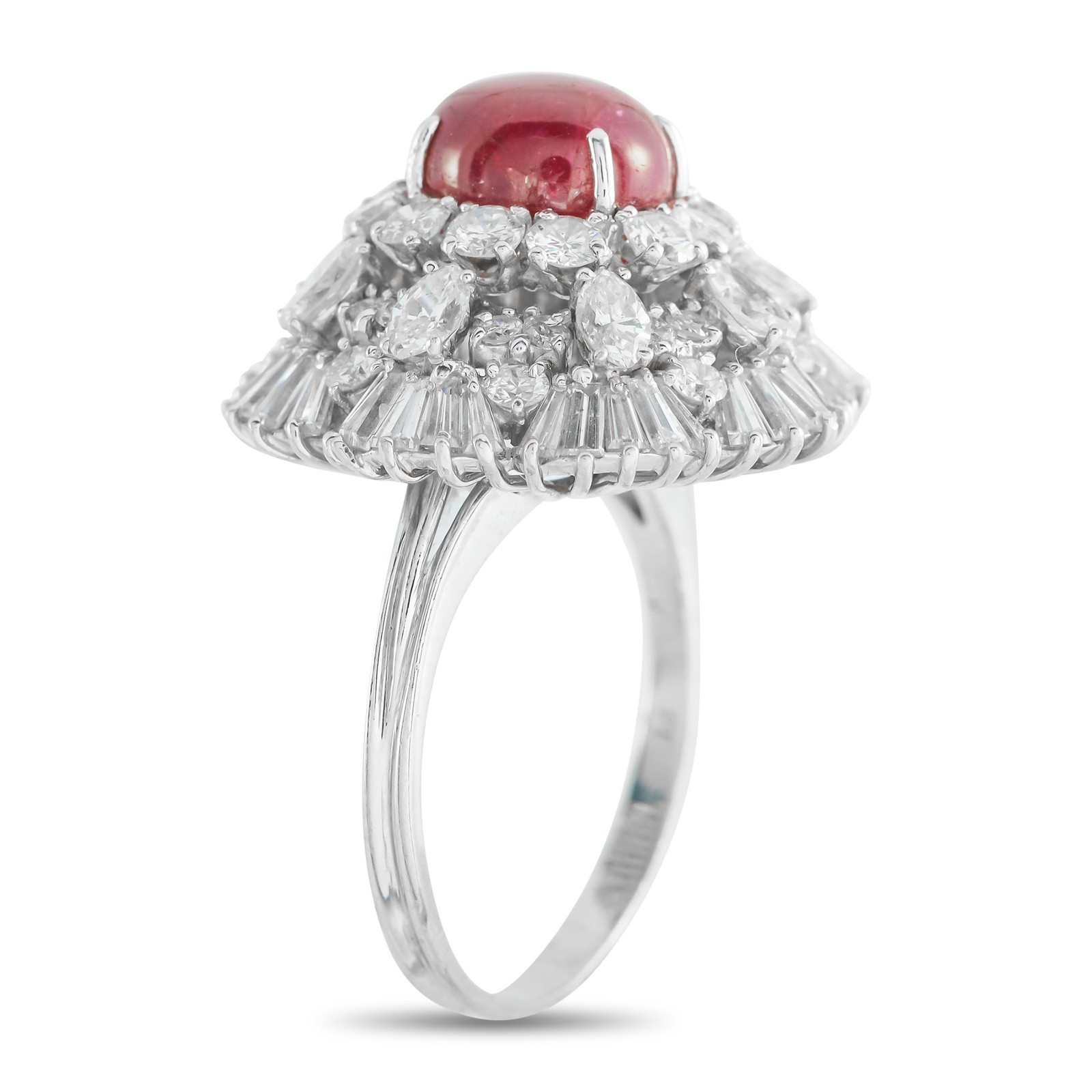 Platinum 3.76ct Diamond and Ruby Ring - image 2