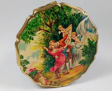 Vintage Stratton Compact with Lover's Art, Mirror, Powder Pad. Made in England.