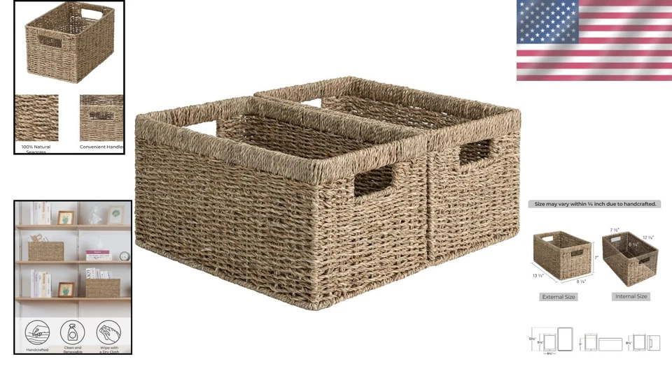 Cestas rectangulares de mimbre con asas metálicas Foto 2 de 4