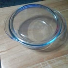 Pyrex  Clear Glass Bowl with lid,  7 inch in diameter, made in France