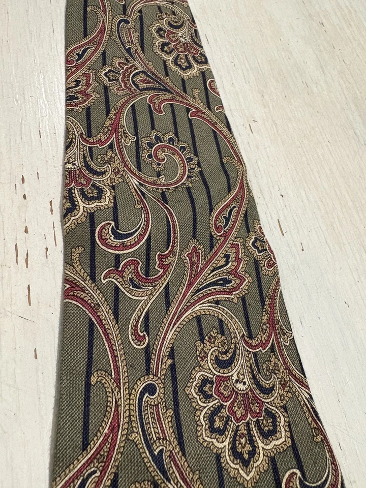 Tommy Hilfiger Corbata Para Hombre Clásica Cachemira Rayas Lino Hecha en EE. UU. Prendas para el Cuello Foto 4 de 4