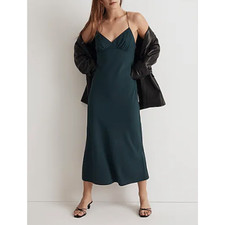 MADEWELL NWOT The Layton Midi Slip Dress Black Maxi