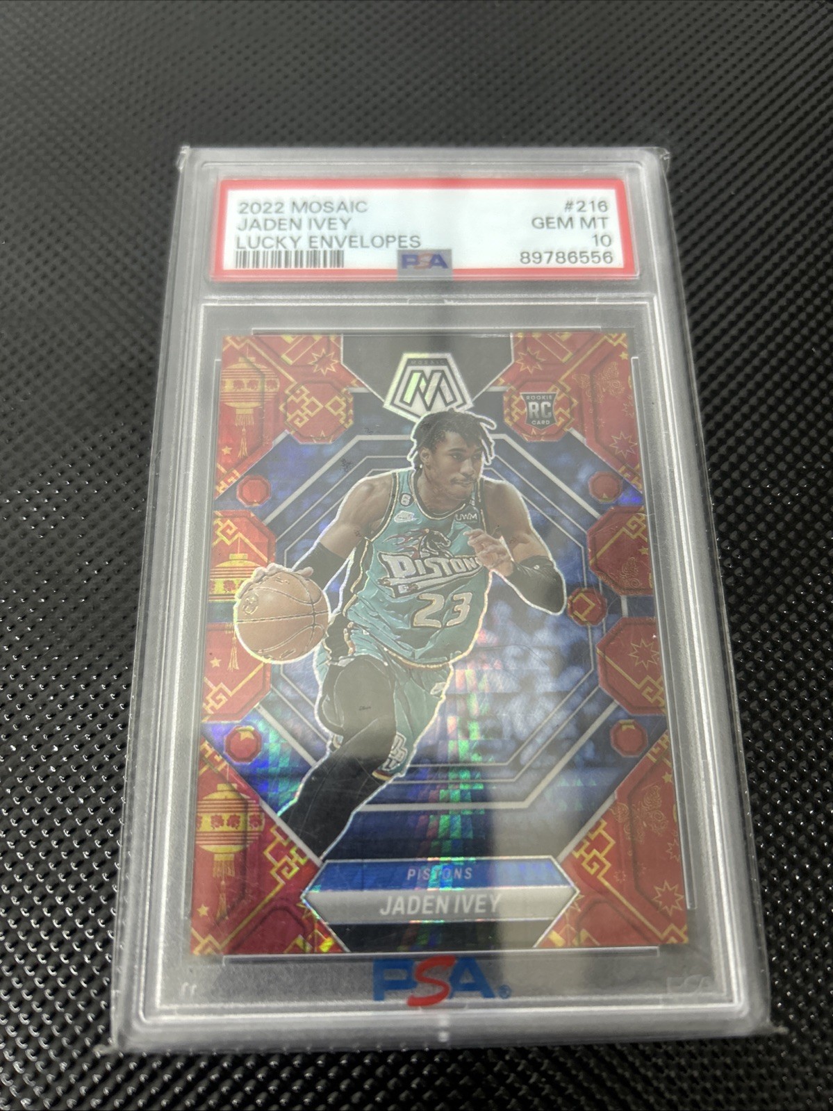 2022-23 Panini Mosaic Rookies Jaden Ivey #216 Lucky Envelopes Prizm /8 Psa 10