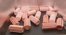 Vtg 19 Retro Pink Plastic Hair Curlers Snap-on Holders Rollers MCM 1 1/4 W