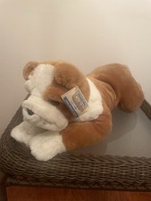Animal Alley Toys R US Brown and White Bulldog Plush Stuffed Animal Toy 16" VTG