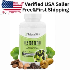 NaturalSlim Testosterone Booster 180 Caps Energy Muscle Metabolism Men’s Support