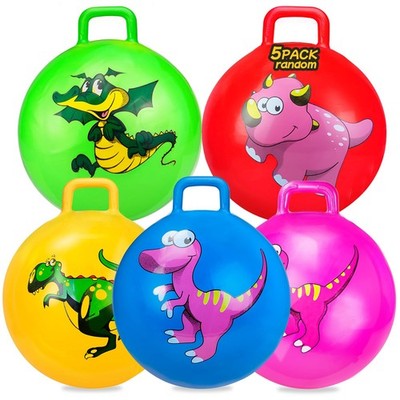 5 Pcs 18 inch Hopper Ball, Dinosaur Toddler Ride On Toys, Bounce Balls with H...