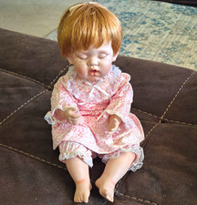 Baby Girl Doll Blonde Straight Hair Light Complexion Plastic Pink Dress Outfit