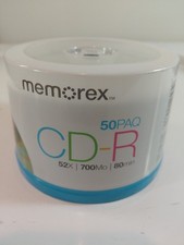Memorex CD-R 52x 700MB 80min Recordable Blank Discs 50-Pack Spindle New Sealed