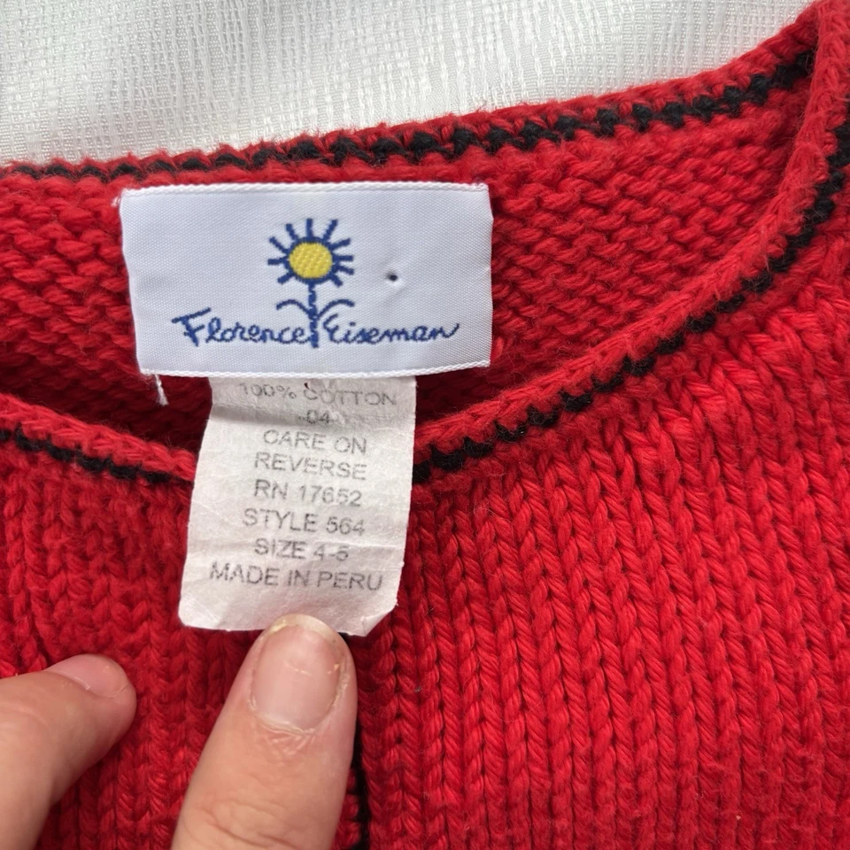 Suéter Florence Eiseman Niñas Talla 4 Cárdigan Rojo De Colección Hecho en Perú Foto 4 de 4