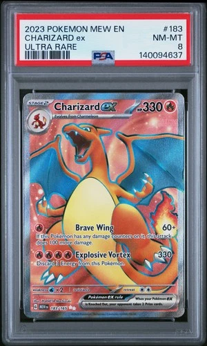 2023 POKEMON MEW EN-151 ULTRA RARE #183 CHARIZARD EX PSA 8