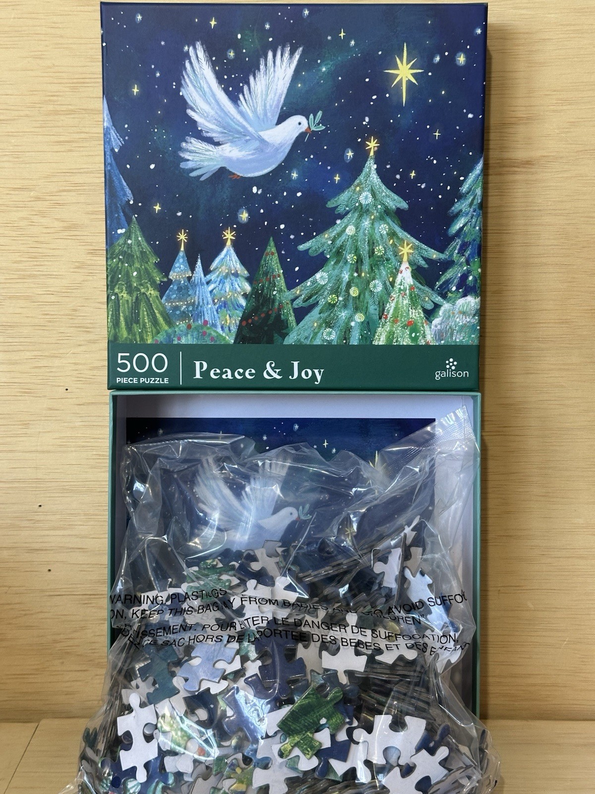 Galison PEACE & JOY 500 piece puzzle Christmas- Sealed