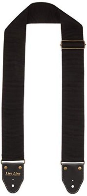 Live Line 2,8 = 70 mm breiter Polypropylen-Gitarrengurt mit Lederenden schwarz