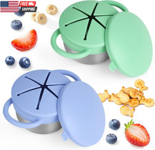 2 Pack Snack Cups for Toddlers Spill Proof - Detachable Stainless Steel Toddler