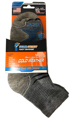PRO-TECT FOOT DEFENSE 2-PR QUARTER STYLE 62% MERINO WOOL SZ MD FIT 6-8.5 SHOE