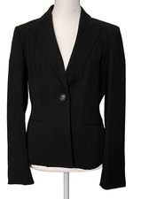 Vintage Anne Klein Women Jacket Blazer Single Breasted Pockets Black Size 6