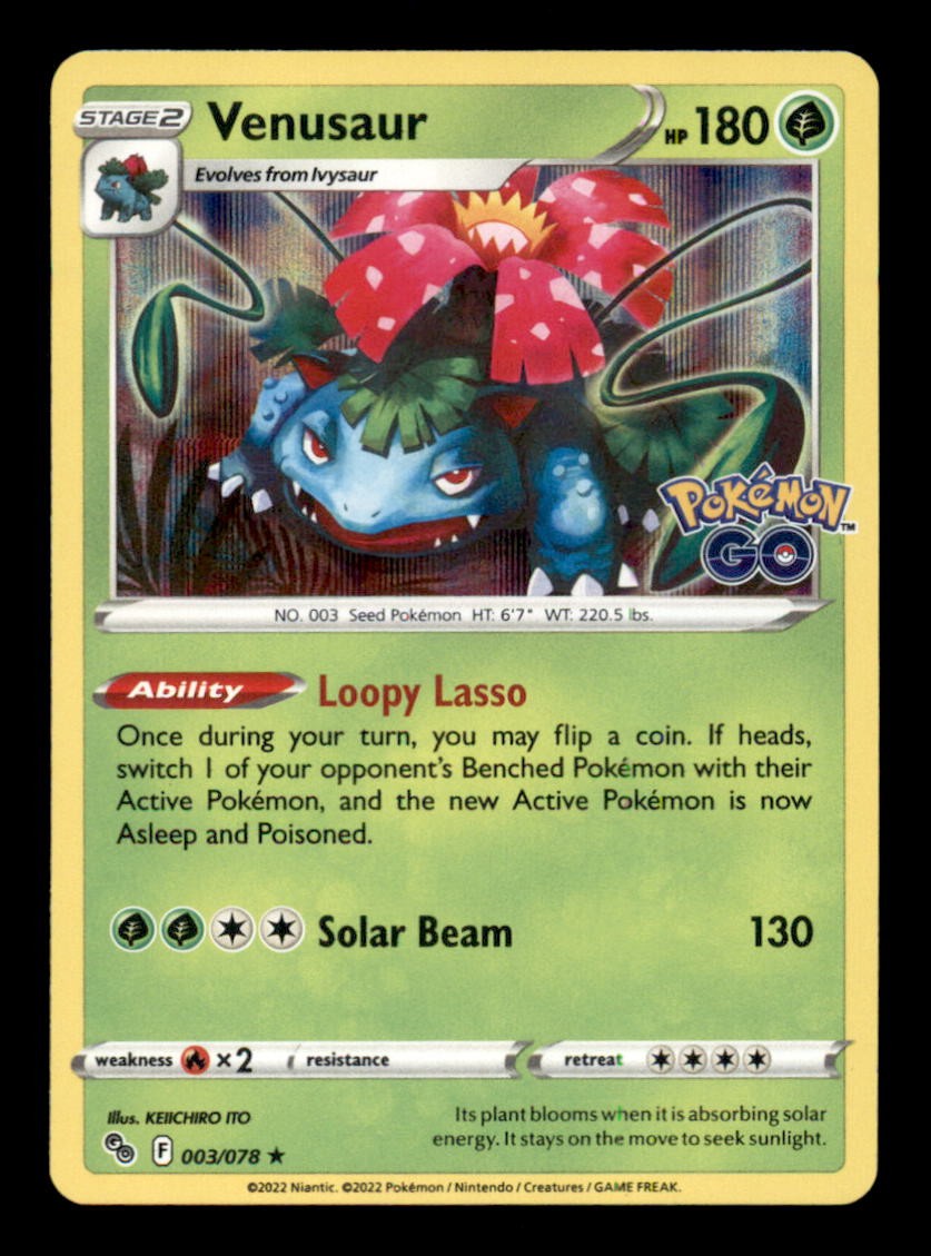 VENUSAUR 003/078 HOLO RARE POKEMON GO NM/M