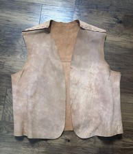 Eto Wah Vintage Tan Suede Leather Vest with Indian Chief Patch
