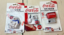 Lot of 3 Vintage 1990s COCA COLA Coke Refrigerator Magnets Tunes Bear