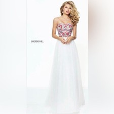 NEW Sherri Hill Embroidered Floral 50343 Strapless Tulle Prom Dress Size 12