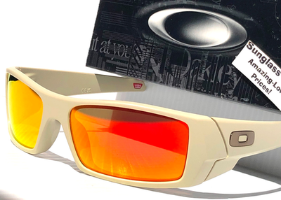 Oakley GASCAN Matte Sand Tan POLARIZED Galaxy Ruby Mirror Sunglass
