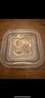 Vintage Federal Glass refrigerator dish lid embossed vegetable motif, asparagus