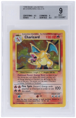 1999 Pokemon Base Set Charizard Holo #4 BGS 9