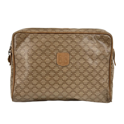 Echte CELINE Macadam Canvas beige Damen Vintage Reißverschluss Clutch Tasche ...