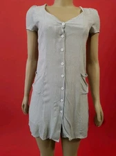 GRADE & GATHER POLKA  DOT RAYON LINEN SHORT  SLEEVE BUTTONED WOMEN'S TUNIC SZ S