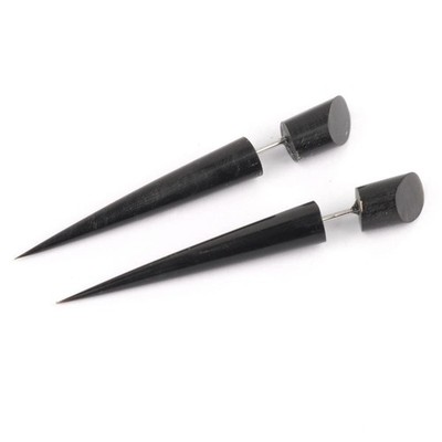 81stgeneration Fake Ear Stretcher Earrings Black Horn Spike Cheater Tribal