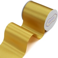 Gold Satin Ribbon, 4" x 22 Yards Wide Gold Ribbon, Solid Large Ribbons for Cu...