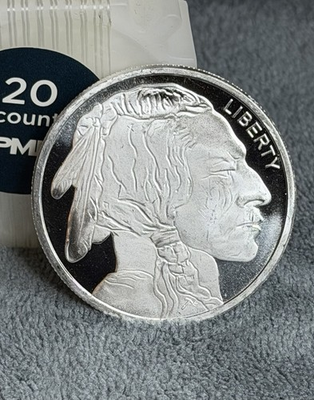 #ad 1 Troy Ounce .999 Fine Silver Round Apmex Buffalo Native American Design $75.99