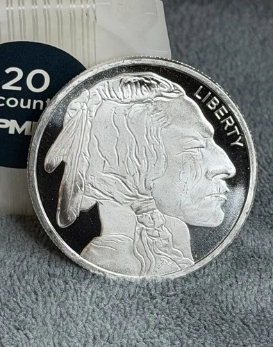 1 Troy Ounce .999 Fine Silver Round Apmex Buffalo Native American Design