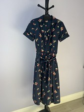 Floral Short Sleeve Button-Down Midi Dress with Waist Tie