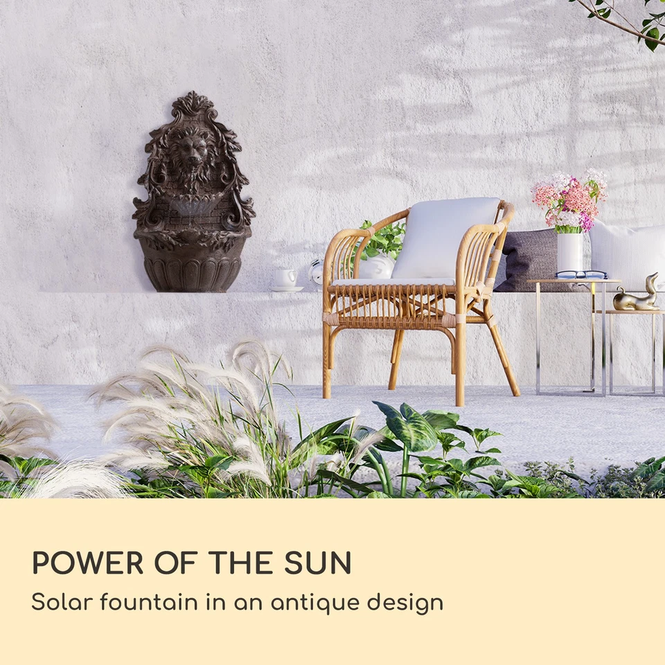 Solarspringbrunnen Garten Zierbrunnen Kaskadenbrunnen Wasserspiel Akku LED Löwe - Bild 3 von 4