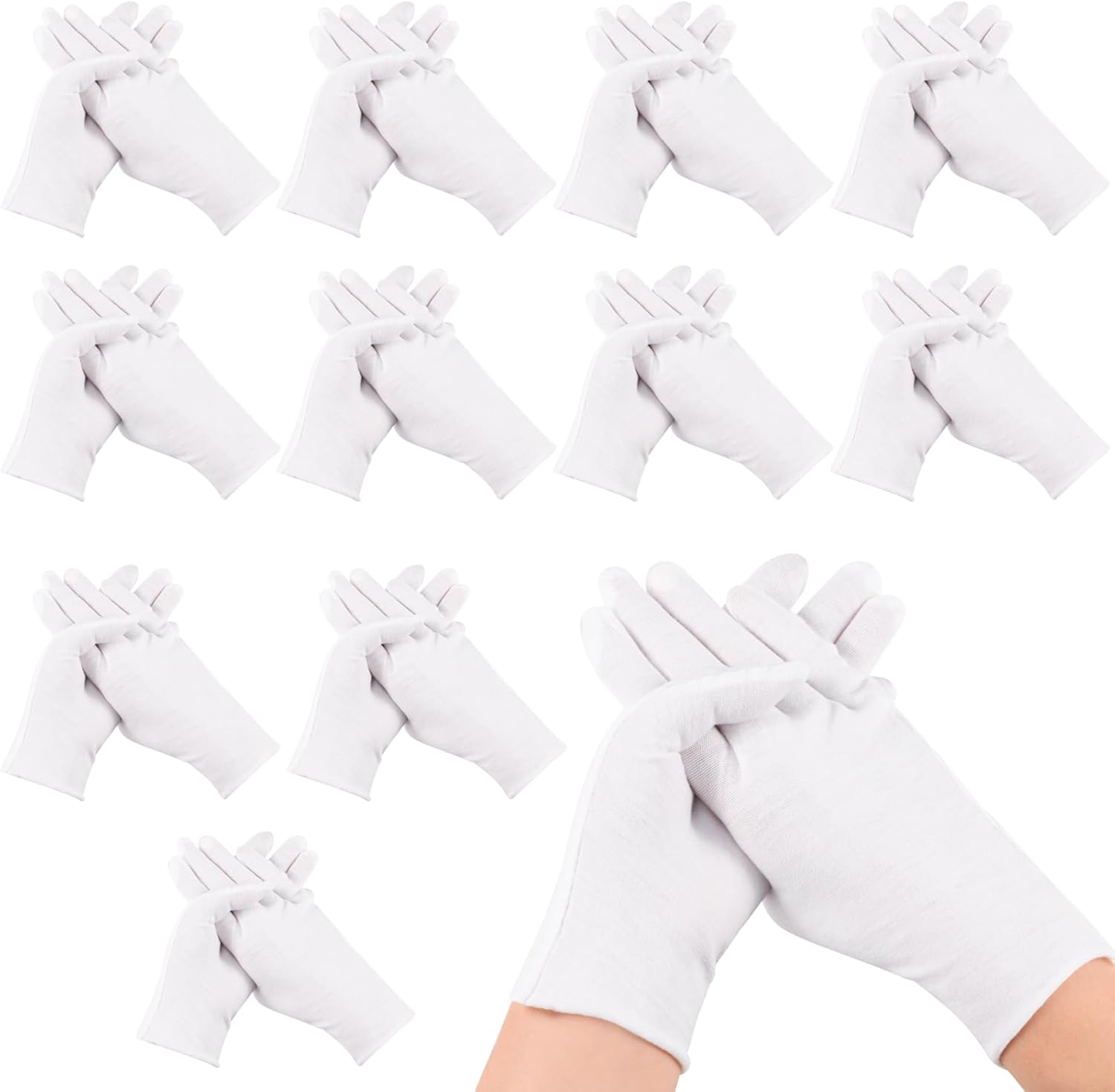 48 Pcs White Cotton Gloves for Overnight Moisturising, Dry Hand Eczema, Soft Coi