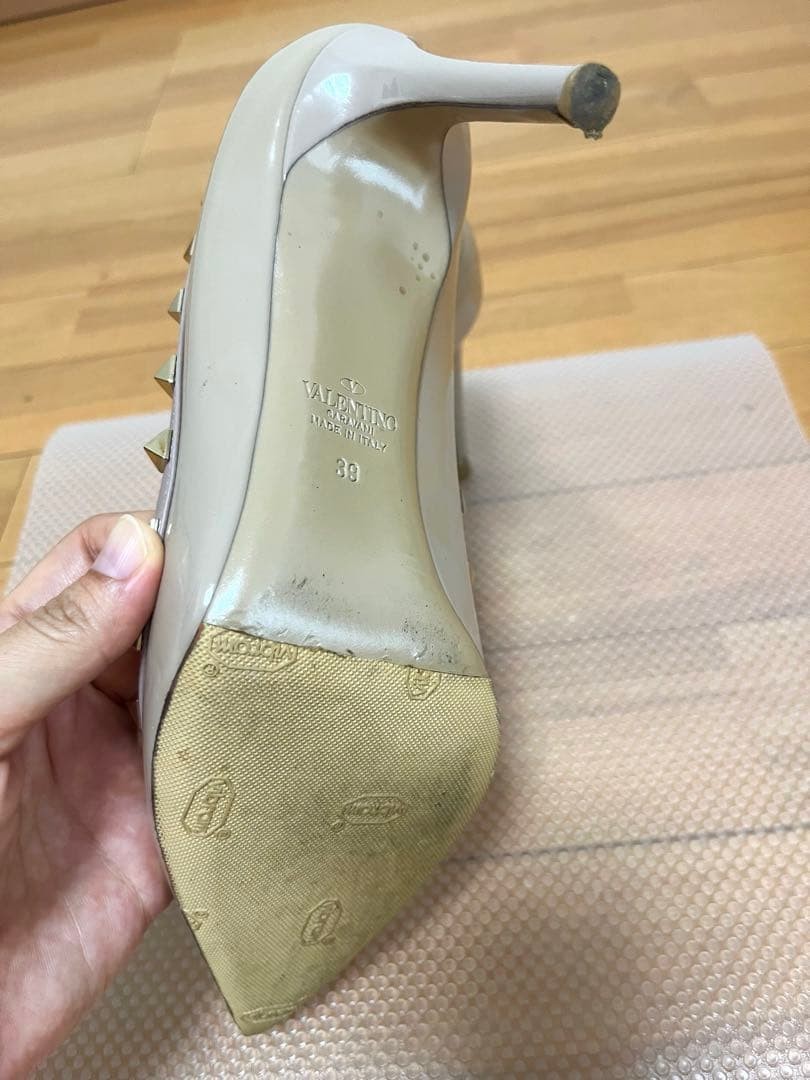 Valentino Garavani Pumps Heel Studded Leather Beige EU39/US9 116183c thumbnail 23