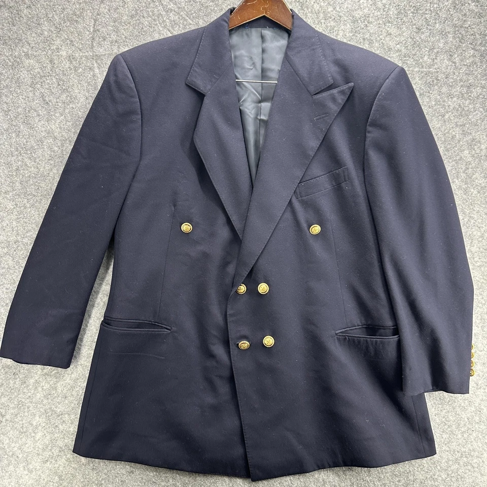 Blazer Polo Ralph Lauren Vintage Para Hombre 44L Lana Dorado Botón Años 90 Doble Pecho Foto 2 de 4