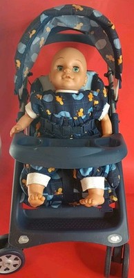 VTG Disney WINNIE THE POOH Doll Stroller & Rare EEYORE Pack ORIG. Doll by HAUCK