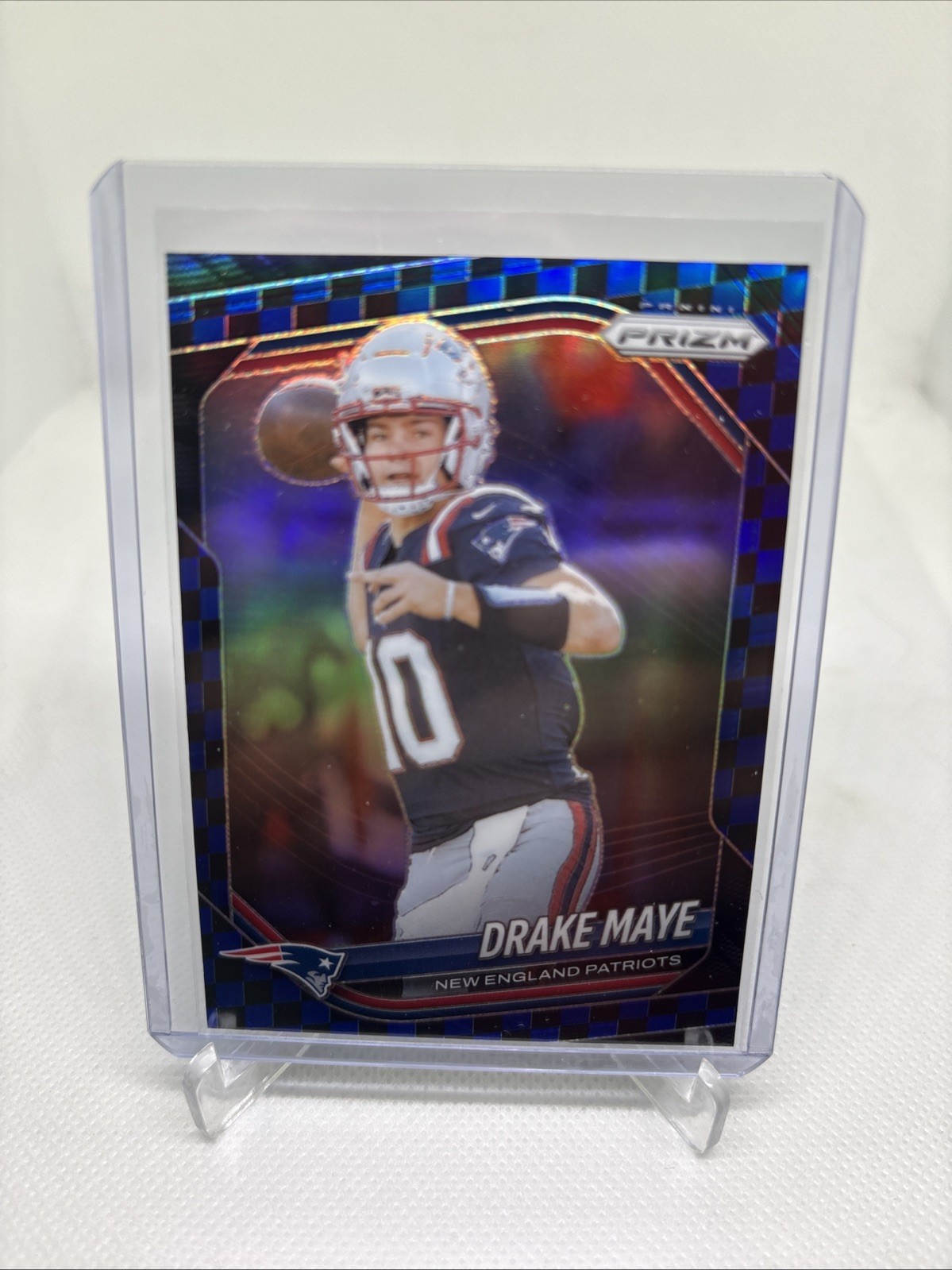 2025 Panini Prizm DRAKE MAYE Blue & Black Checkerboard SP Patriots #165