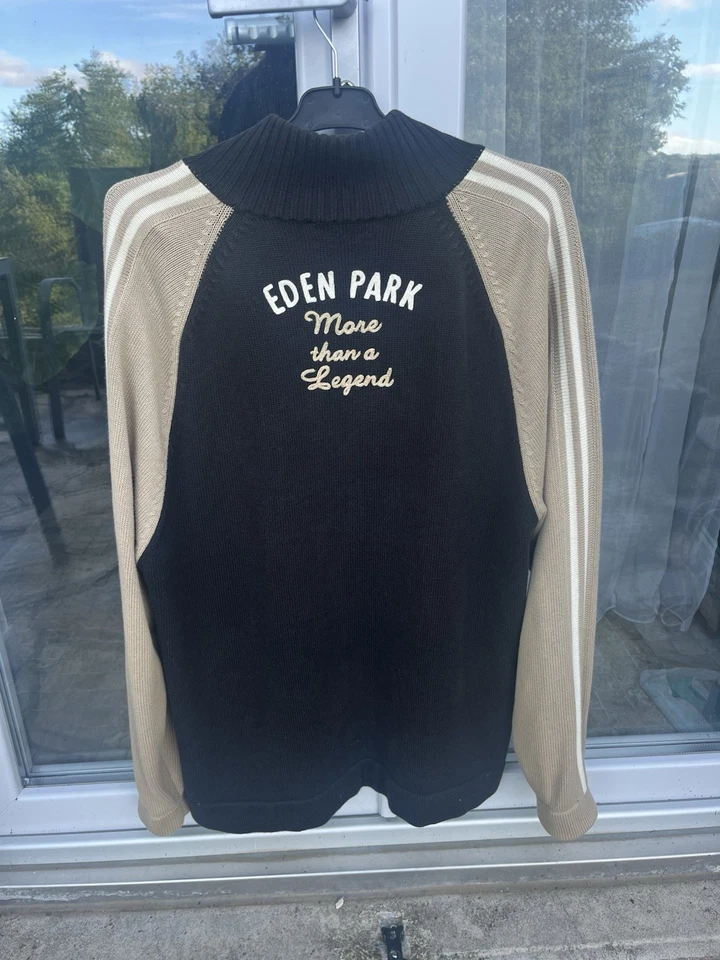 Eden Park Pull homme XL maille noir/beige zippé col haut logo manches longues - Photo 2/4