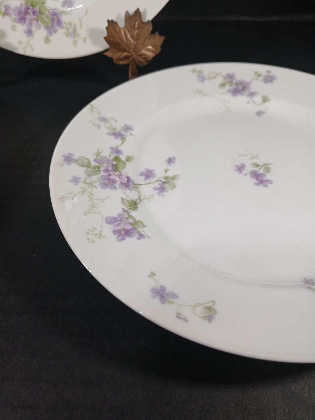 Charles Field Haviland Limoges  Lot of 3 SaladPlates Purple flowers 7.5 Antique 