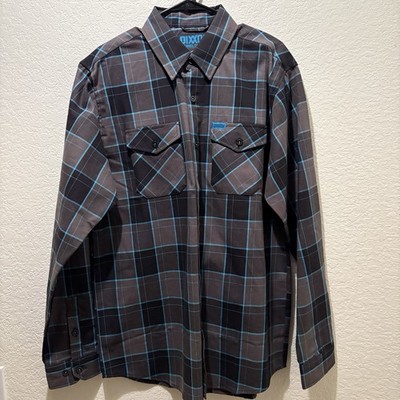 Dixxon FLAME RESISTANT Flannel Shirt Mens Large THE SPARK Gray Long Sleeve