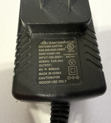 KEEN OCEAN SWITCHING ADAPTER  SWP-23091-00 FOR INFANT OPTIC DXR-5 6V 800mA!