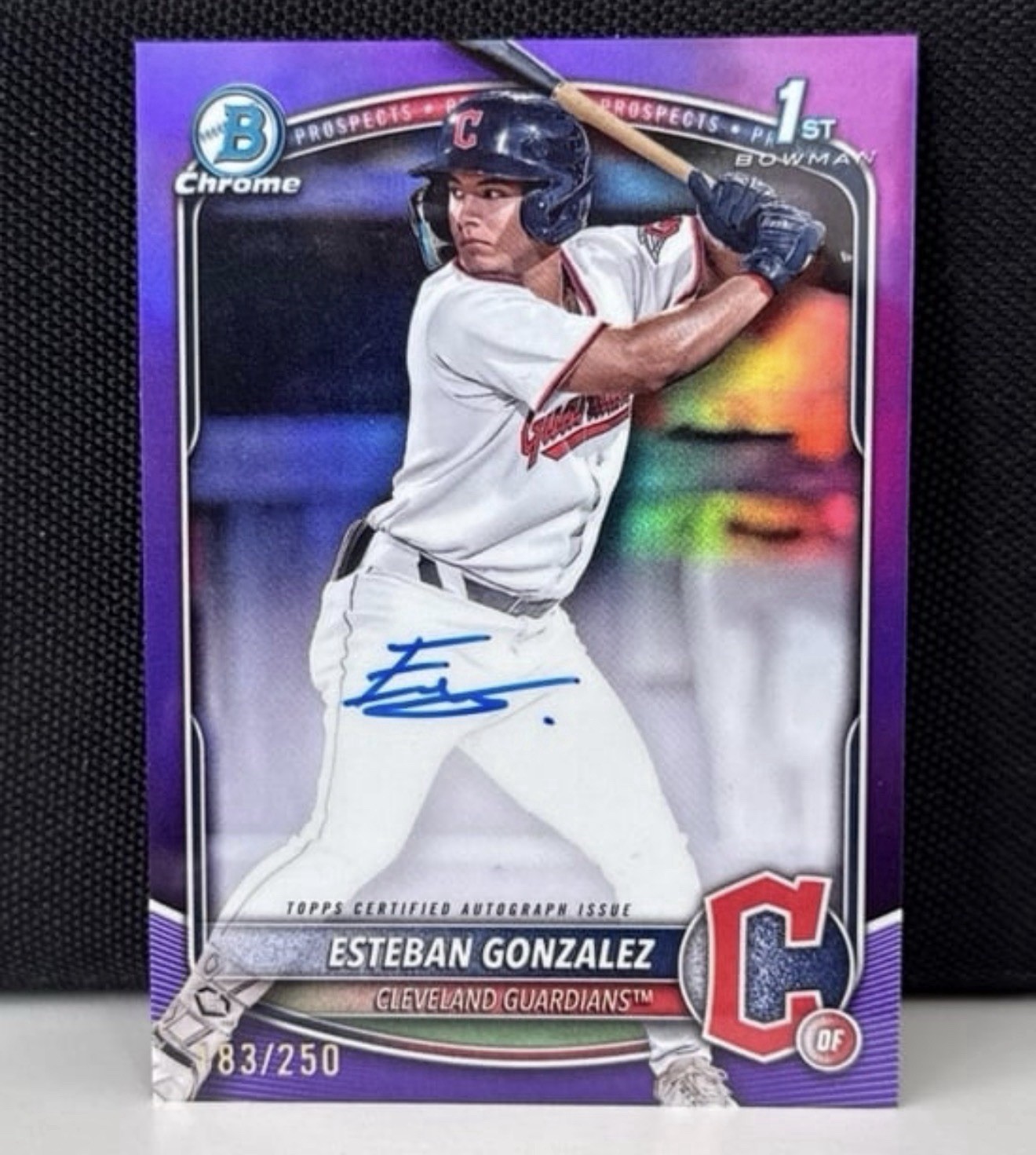 Esteban Gonzalez 2025 Bowman Chrome Prospect 1st Purple Refractor Auto /250