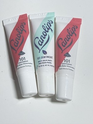 Lot Of 3 Lanolips 101 Ointment Multi-balm 2 Watermelon & 1 Mint