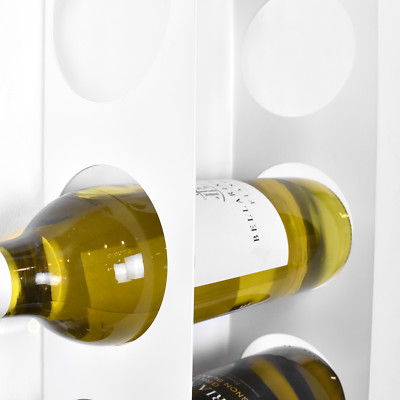 JBI 7-Bottle Under Cabinet Wine Rack – White Metal Space Saver – Wall Mountable Kitchen Shelf Unit – Vintage Style
