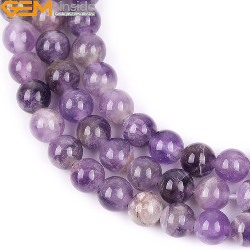 Cuentas redondas de amatista de encaje de ensueño natural para hacer joyas hilo agujero grande de 15" - Imagen 11 de 23