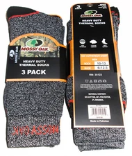 3 Pairs Mens Mossy Oak Cushioned Arch Support Mid Calf Thermal Boot Crew Socks